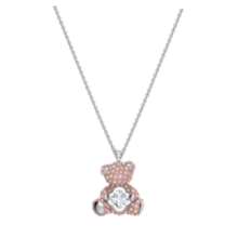 施华洛世奇（SWAROVSKI）【双11抢先购】TEDDY小熊项链吊坠轻奢小众送女友闺蜜生日礼物女 心动小熊 镀白金色 5599168