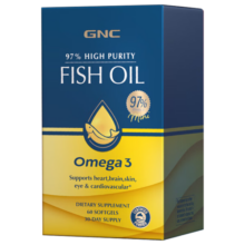 GNC健安喜皇冠97深海鱼油鱼肝油软胶囊60粒中老年成人降血脂omega-3dha epa高纯度进口 1盒装60粒