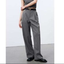 PLUS会员：太平鸟女装 简约阔腿裤子 女 气质 灰色 M