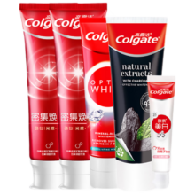 高露洁（Colgate）密集焕白牙膏120g*2+闪钻亮白牙膏+竹炭美白牙膏+酵素美白牙膏40g