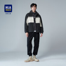 PLUS会员：HLA 海澜之家 立领保暖厚仿羊羔毛外套 深灰镶拼H2