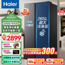 plus：海尔 冰箱 大冷冻冰箱 风冷无霜双变频一级能效 519L