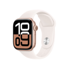 Apple/苹果 Watch Series 10 智能手表GPS款42毫米玫瑰金色铝金属表壳淡桃粉色运动型表带S/M MX1R3CH/B