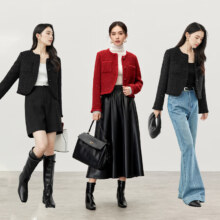 20点、plus会员：尚都比拉 法式小香风外套 女 红色 S