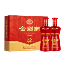 需首购，京东百亿补贴，Plus会员：剑南春 金剑南K6 52度 500ml*2瓶 礼盒装+凑单
