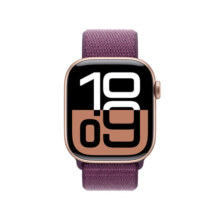 Apple/苹果 Watch Series 10 智能手表GPS款42毫米玫瑰金色铝金属表壳梅子色回环式运动表带MX1X3CH/B