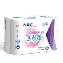 PLUS会员：ABC 瞬吸云棉0.1极薄夜用卫生巾 28.5cm 8片*6件 多款可任选