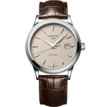 浪琴（LONGINES）瑞士手表 军旗系列 机械皮带男表 L49844792 米色40.0 mm