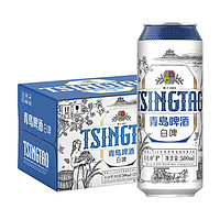 TSINGTAO 青岛啤酒 白啤11度 500mL12罐（赠杯子）