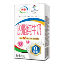PLUS会员、百亿补贴：伊利 脱脂牛奶250ml*16盒2提 赠畅意原味100ml*20瓶