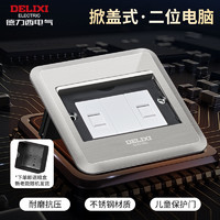 DELIXI 德力西 隐藏式二位电脑地插 银色