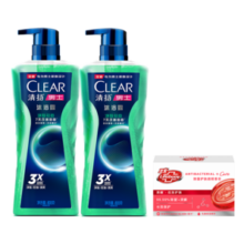 清扬（CLEAR）男士平衡净肤祛痘控油沐浴露 600ml*2+卫宝除螨护肤香皂105g