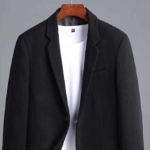 plus会员:杉杉 西服男 羊毛混纺单西加厚保暖上衣 黑色 170