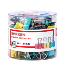 得力 ES系列 8556ES 彩色长尾票夹 15mm 60个装