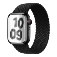 中沃 适用苹果手表表带apple watch编织单圈回环表带运动防水iWatch s10/s9/s8/se/s7 【经典黑】金属连接器丨柔软舒适 49/45/44表盘XS码：腕围165-175mm
