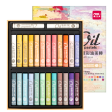 得力（deli)24色重彩油画棒马卡龙色儿童画画蜡笔套装绘画油彩棒HM711B-24女孩儿童礼物