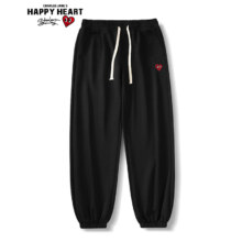 HAPPY HEART/查尔斯桃心 爱心Logo刺绣纯色简约运动束脚长裤 1条