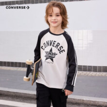 匡威（Converse）匡威儿童装男童长袖T恤2024秋季新款中大童拼接打底衫