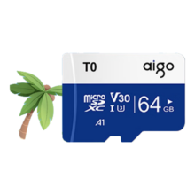PLUS会员、需首购：爱国者（aigo）64GB 内存卡TF（MicroSD）存储卡 U3 V30 4K
