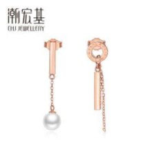 CHJ JEWELLERY 潮宏基 悦己-小幸运 18K金珍珠耳钉