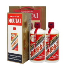 再降价、京东百亿补贴、plus会员：茅台 飞天 53度 酱香型白酒 500ml*2 海外版送礼袋年货送礼