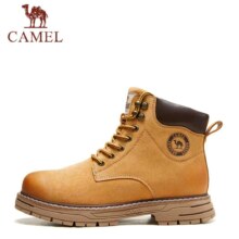 双11狂欢、PLUS会员: CAMEL 骆驼 复古厚底增高款户外工装大黄靴 G13W136121 驼色/咖啡