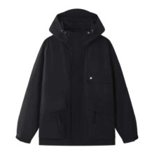 双11狂欢：森马（Semir）外套男2024秋季新款户外宽松连帽夹克插肩袖大口袋工装潮 黑色90001 175/92A/L