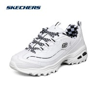 SKECHERS 斯凯奇 女鞋2024新款皮面老爹鞋轻质厚底甜心熊猫鞋休闲运动小白鞋
