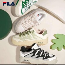 斐乐（FILA）斑斓鞋ROSETTA女鞋板鞋新款面包厚底鞋复古休闲鞋 灰白/奶油黄绿-ML 38