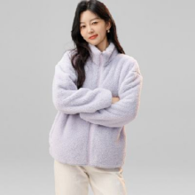 冰洁 秋简约保暖舒适百搭时尚长袖拉链女士摇粒绒外套上衣