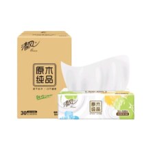 PLUS会员：清风 抽纸 原木纯品 就你系列 3层100抽30包*4件
