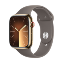 Apple/苹果 Watch Series 9 智能手表GPS+蜂窝款45毫米金色不锈钢表壳陶土色运动型表带M/L MRPL3CH/A