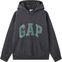 Gap 男女装美式格纹logo碳素软磨抓绒连帽卫衣609221