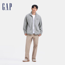 Plus会员、Gap男女装2024秋季新款字母logo加绒立领卫衣保暖休闲风外套 灰色