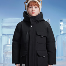 20点！ SNOWFLYING  雪中飞 儿童连帽长款工装羽绒服（三色可选）