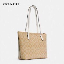 plus会员：COACH 蔻驰 Tote系列 女士单肩包 4455 IME74 卡其白色
