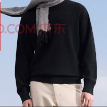 百亿补贴：京东京造针织衫男圆领男士秋季商务休闲保暖毛衣纯色男士打底衫 黑色 S