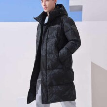 plus会员：坦博尔羽绒服男长时尚运动宽松百搭加厚外套TA332779 满印雪山黑 175