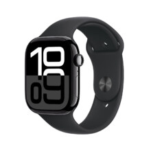 plus会员：Apple 苹果 Watch Series 10 智能手表46毫米亮黑色铝金属表壳黑色运动型表带M/LMX273CH/B