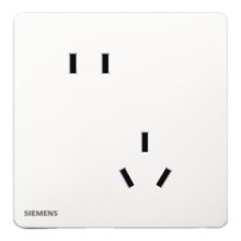 西门子（SIEMENS）开关插座面板 10A斜五孔插座 纤薄哑光二三插 驭彩奶油白