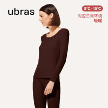 ubras 无痕圆领肌底衣女秋衣秋裤套装抗菌舒适保暖内衣女 轻暖热可可色（有胸垫bra-in）