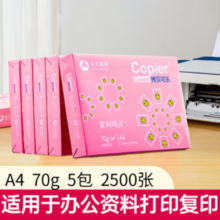 31日20点！亚太森博 粉拷贝可乐 A4打印纸 70g 500张*5包 整箱2500张