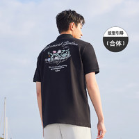 Cabbeen 卡宾 男士花卉绣印POLO衫