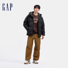 plus会员：Gap 盖璞 男装 徽章logo抽绳立领连帽羽绒服