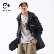 金利来（Goldlion）g+男士风衣秋冬季潮流经典黑色中长款外套243.51元