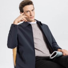 双十一狂欢，PLUS会员：杉杉 三穿 鹅绒 羽绒服 秋冬新款男士翻领可脱卸内胆厚款行政夹克外套 藏青色