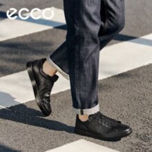 plus会员：ecco 爱步 休闲鞋男 休闲鞋舒适透气板鞋 街头轻巧系列521304 黑色42