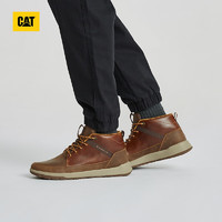 CAT 卡特彼勒 男士户外高帮复古牛皮革休闲鞋 QUESTMID 棕色 40