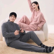 21日20点、双11预告、PLUS会员:  京东京造 男女情侣款 加厚法兰绒保暖家居服*2件