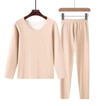 双11狂欢、plus会员：六月玫瑰 双面磨毛女士保暖内衣套装